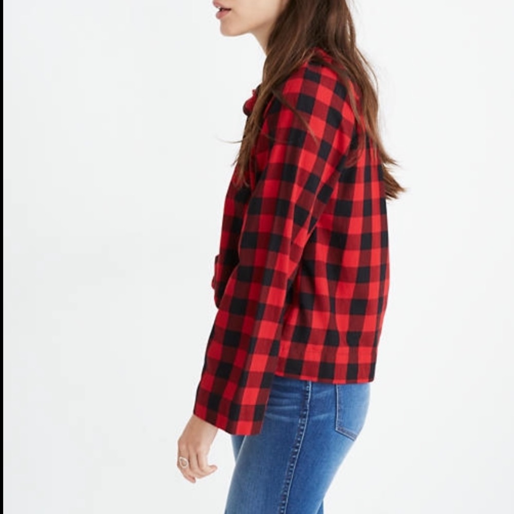 HostPick🛍 Madewell Tie-Neck Popover Buffalo Check - Picture 2 of 8